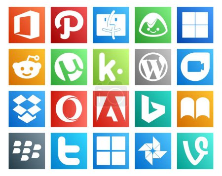 Ilustración de 20 Paquete de iconos de redes sociales Incluyendo twitter. ibooks. wordpress. bing. ópera - Imagen libre de derechos