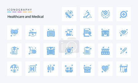 Téléchargez les illustrations : Pack icône bleu médical 25 - en licence libre de droit