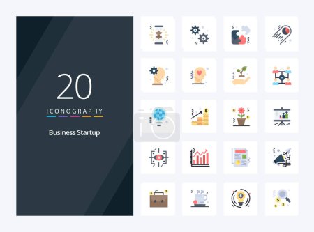 Illustration for 20 Business Startup Flat Color icon for presentation - Royalty Free Image