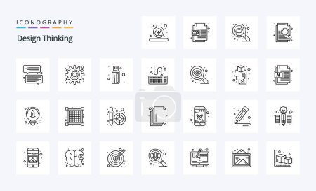 Illustration for 25 Design Thinking Line icon pack - Royalty Free Image