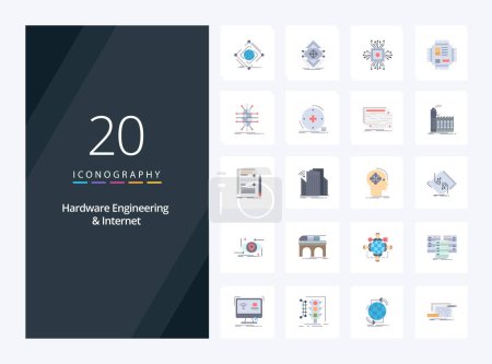 Illustration for 20 Hardware Engineering And Internet Flat Color icon for presentation - Royalty Free Image