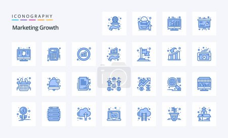 Illustration for 25 Marketing Growth Blue icon pack - Royalty Free Image