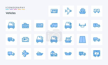 Téléchargez les illustrations : Pack icône bleu 25 véhicules - en licence libre de droit