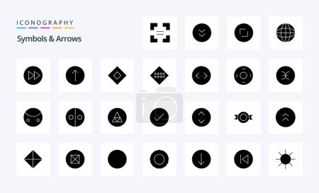Illustration for 25 Symbols  Arrows Solid Glyph icon pack - Royalty Free Image