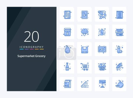 Illustration for 20 Grocery Blue Color icon for presentation - Royalty Free Image