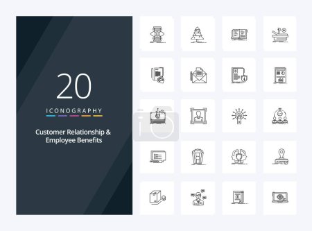 Illustration for 20 Customer Relationship And Employee Benefits Outline icon for presentation - Royalty Free Image