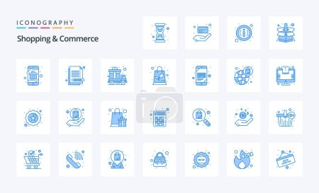Illustration for 25 Shopping And Commerce Blue icon pack - Royalty Free Image