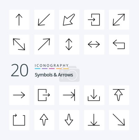 Illustration for 20 Symbols  Arrows Line icon Pack like up repeat arrow loop up - Royalty Free Image