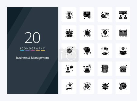 Illustration for 20 Business And Management Solid Glyph icon for presentation - Royalty Free Image