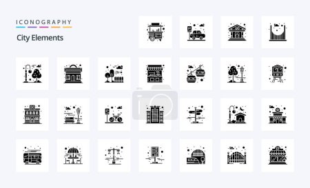 Ilustración de Paquete de iconos de glifos sólidos de 25 elementos de la ciudad - Imagen libre de derechos