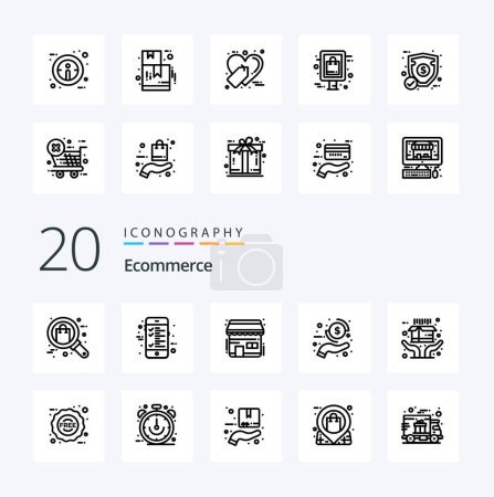 Illustration for 20 Ecommerce Line icon Pack like ecommerce payment buy money coin - Royalty Free Image