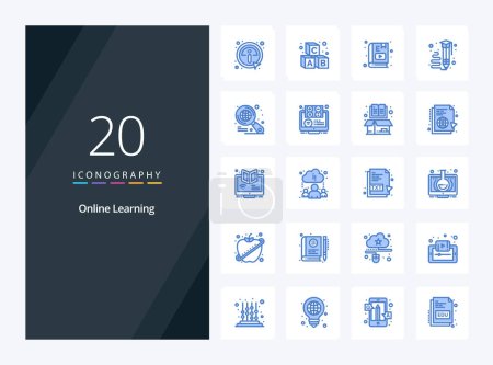 Illustration for 20 Online Learning Blue Color icon for presentation - Royalty Free Image