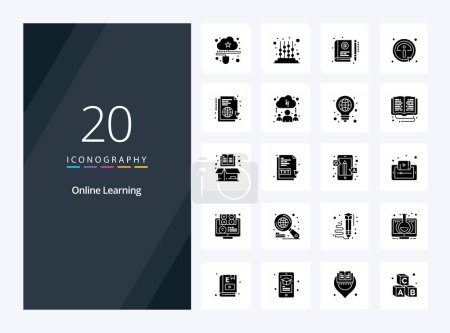 Ilustración de 20 Icono de glifo sólido de aprendizaje en línea para la presentación - Imagen libre de derechos