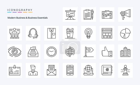 Ilustración de 25 Paquete de iconos de la línea Business And Business Essentials - Imagen libre de derechos