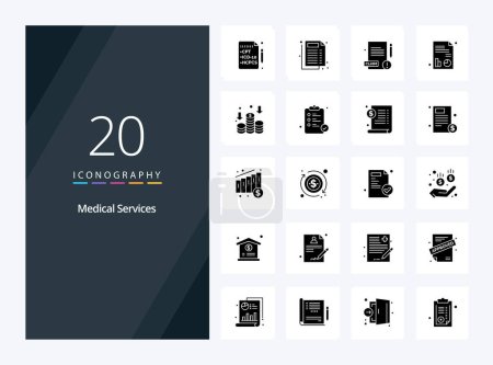 Ilustración de 20 servicios médicos icono de glifo sólido para la presentación - Imagen libre de derechos