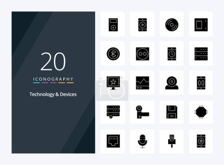 Illustration for 20 Devices Solid Glyph icon for presentation - Royalty Free Image