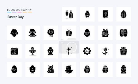 Téléchargez les illustrations : Pack d'icônes Glyphe solide de 25 Pâques - en licence libre de droit