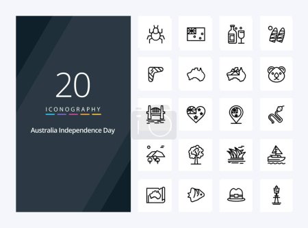 Illustration for 20 Australia Independence Day Outline icon for presentation - Royalty Free Image