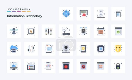 Ilustración de 25 Tecnología de la información Paquete de iconos de color plano - Imagen libre de derechos