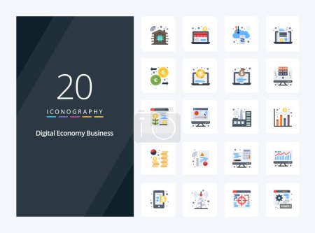 Illustration for 20 Digital Economy Business Flat Color icon for presentation - Royalty Free Image