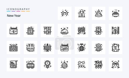 Illustration for 25 New Year Line icon pack - Royalty Free Image