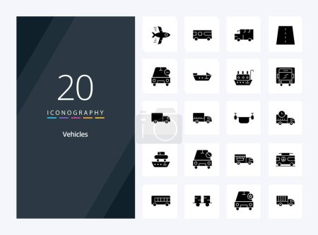 Ilustración de 20 Vehículos icono de glifo sólido para la presentación - Imagen libre de derechos