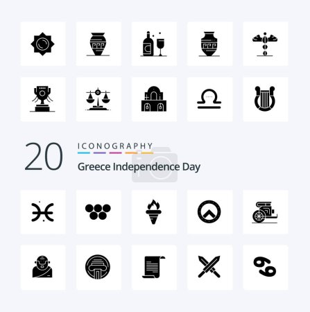 Illustration for 20 Greece Independence Day Solid Glyph icon Pack like horses greece flame seurity olympic - Royalty Free Image