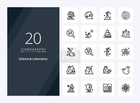 Illustration for 20 Science Outline icon for presentation - Royalty Free Image