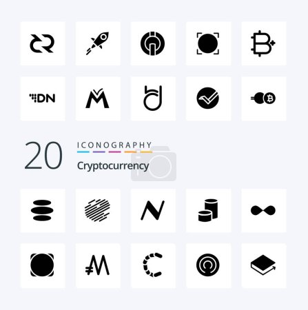 Illustration for 20 Cryptocurrency Solid Glyph icon Pack like coin  crypto  currency blockchain - Royalty Free Image