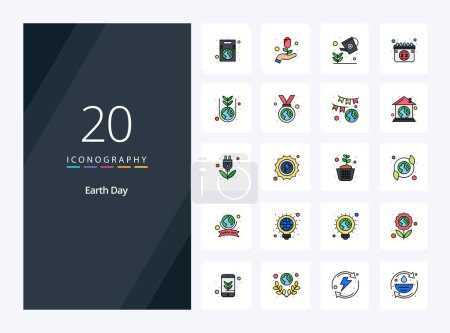 Illustration for 20 Earth Day line Filled icon for presentation - Royalty Free Image