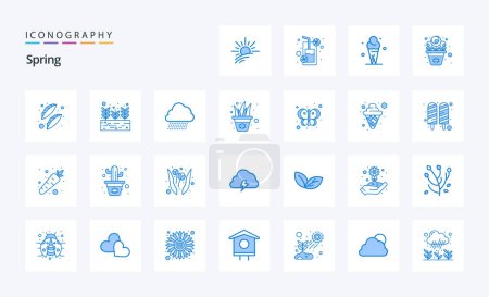 Illustration for 25 Spring Blue icon pack - Royalty Free Image