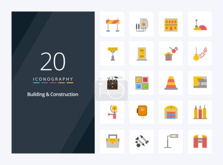 Illustration for 20 Building And Construction Flat Color icon for presentation - Royalty Free Image
