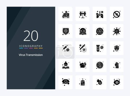 Illustration for 20 Virus Transmission Solid Glyph icon for presentation - Royalty Free Image