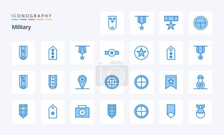 Illustration for 25 Military Blue icon pack - Royalty Free Image