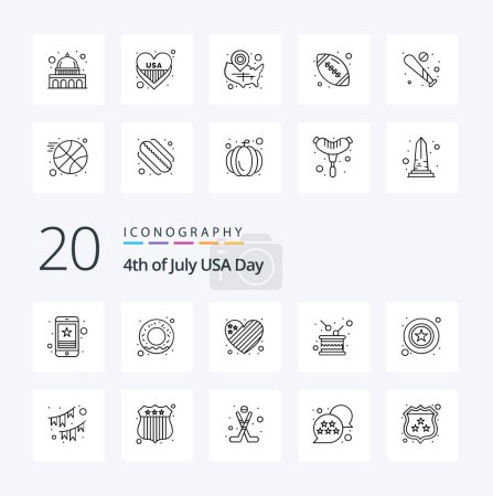 Illustration for 20 Usa Line icon Pack like men independence american holiday day - Royalty Free Image