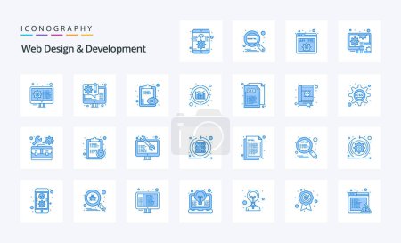 Téléchargez les illustrations : 25 Conception et développement Web Pack icône bleue - en licence libre de droit
