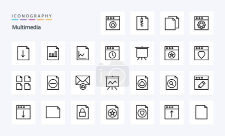 Ilustración de 25 Paquete de iconos de línea multimedia - Imagen libre de derechos
