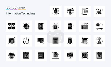 Illustration for 25 Information Technology Solid Glyph icon pack - Royalty Free Image