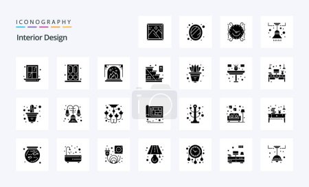 Illustration for 25 Interior Design Solid Glyph icon pack - Royalty Free Image