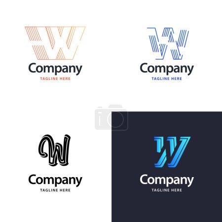 Téléchargez les illustrations : Lettre W Big Logo Pack Design Creative Design de logos modernes pour votre entreprise - en licence libre de droit
