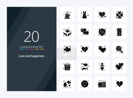 Illustration for 20 Love Solid Glyph icon for presentation - Royalty Free Image