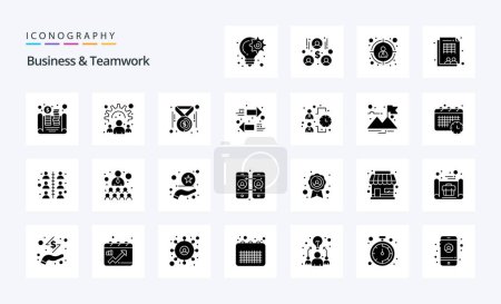 Illustration for 25 Business And Teamwork Solid Glyph icon pack - Royalty Free Image