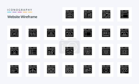 Illustration for 25 Website Wireframe Solid Glyph icon pack - Royalty Free Image