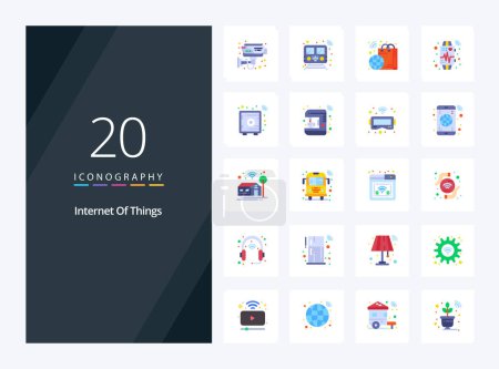 Illustration for 20 Internet Of Things Flat Color icon for presentation - Royalty Free Image