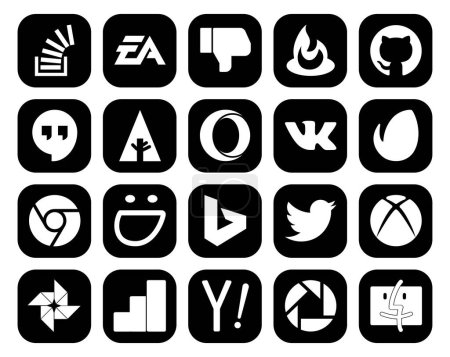 Téléchargez les illustrations : 20 Pack d'icônes pour les médias sociaux Y compris bing. chrome. Brûleur d'alimentation. envato. opéra - en licence libre de droit