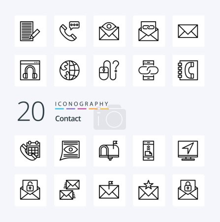 Illustration for 20 Contact Line icon Pack like contact us communication letter conversation contact - Royalty Free Image