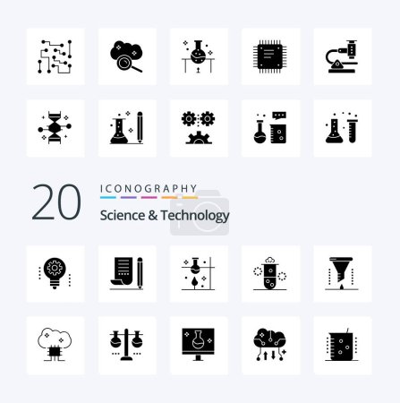 Illustration for 20 Science And Technology Solid Glyph icon Pack like cloud service cloud computing notepad science electronics - Royalty Free Image