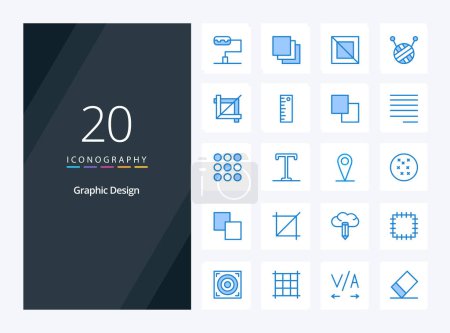 Téléchargez les illustrations : 20 Design icône de couleur bleue pour la présentation - en licence libre de droit