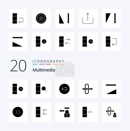 Illustration for 20 Multimedia Solid Glyph icon Pack like multimedia swap backward data traffic - Royalty Free Image
