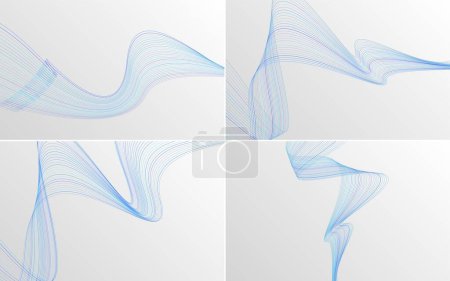 Illustration for Set of 4 abstract waving line backgrounds for your designs - Royalty Free Image